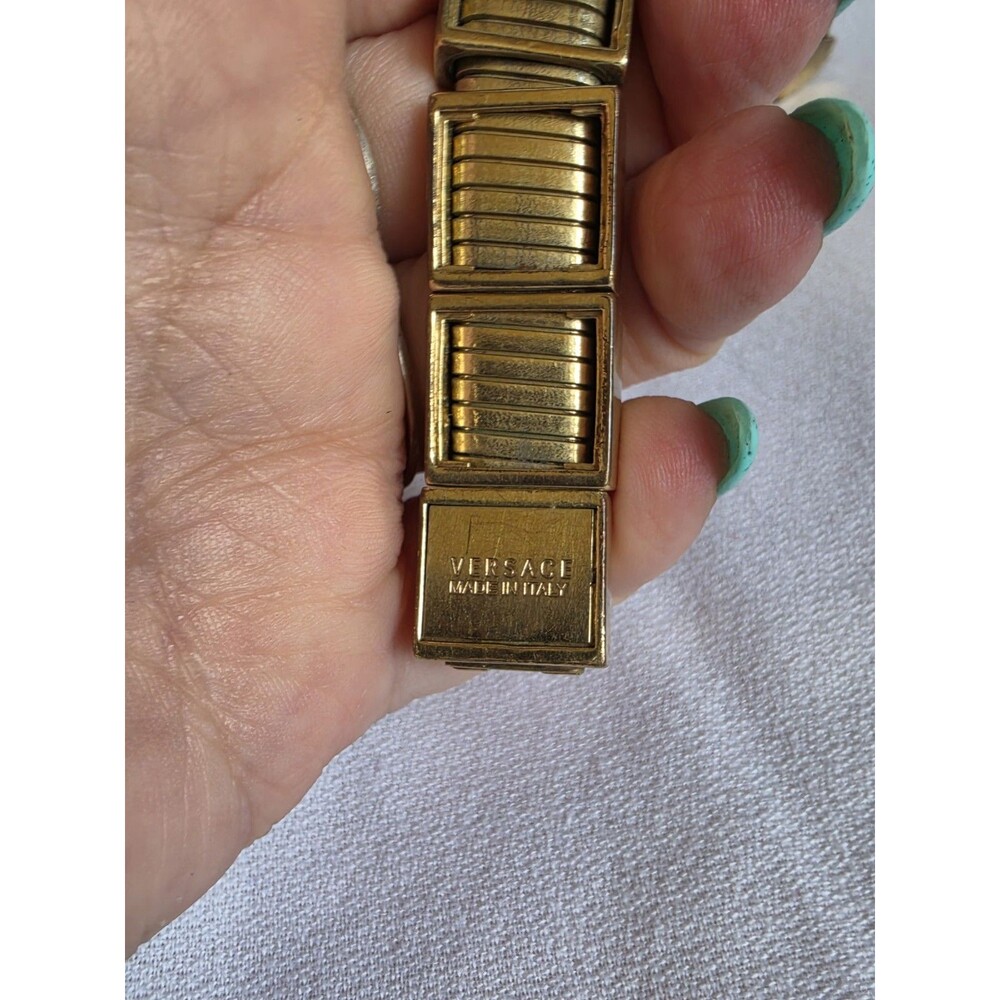 Vtg Gianni Versace Gold Tone Chunky Pyramid Links Medusa Bracelet - Picture 3 of 15